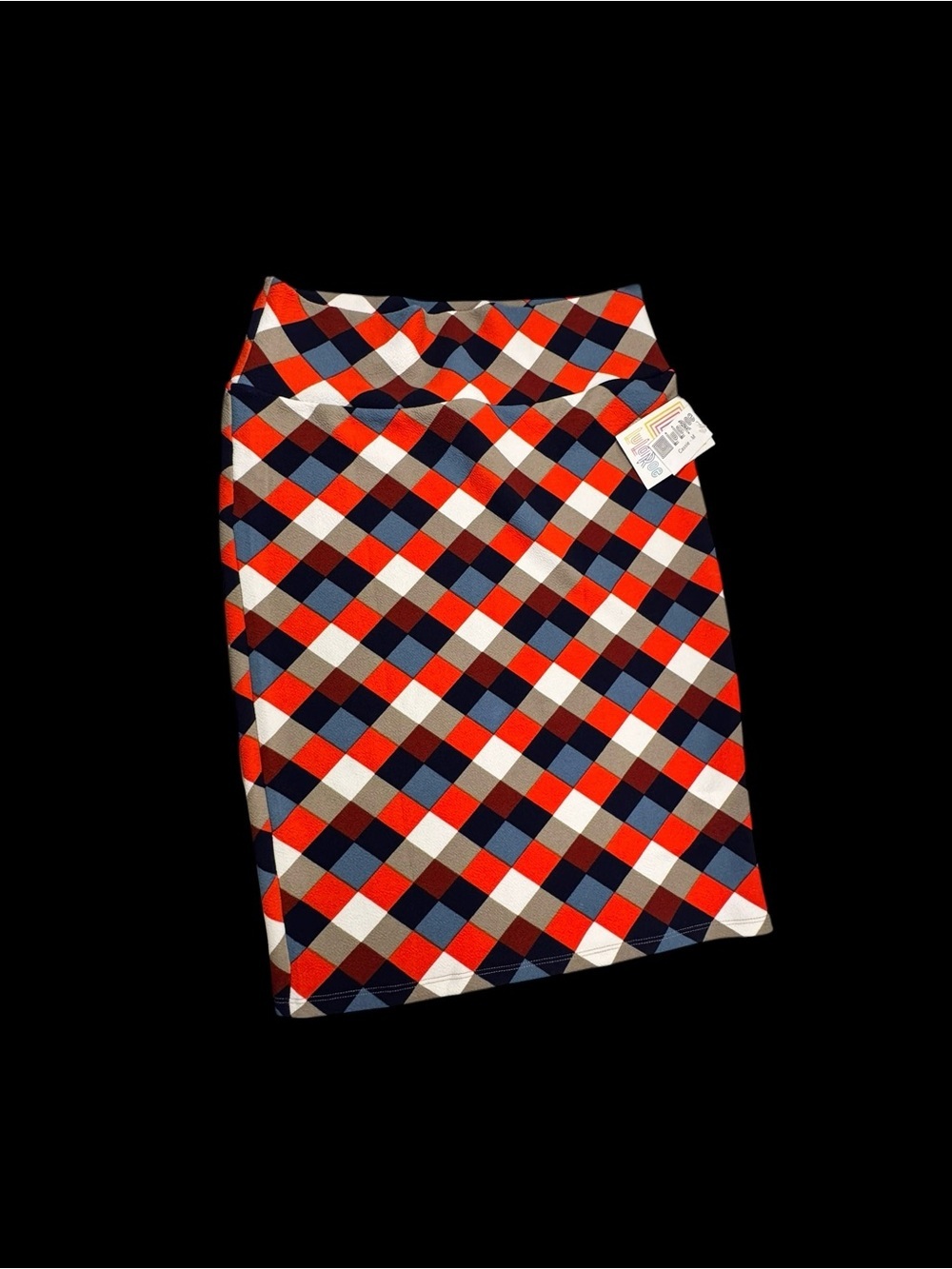 LuLaRoe Plaid Pencil Skirt in Red, Navy & Cream NWT
